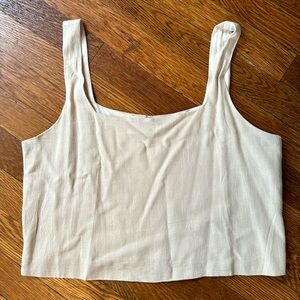 Linen Cream Sleeveless Cropped Top